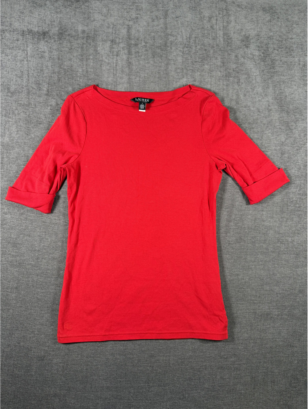 Lauren Ralph Lauren Red Cotton Blend Women's Sleeve Shirt Medium